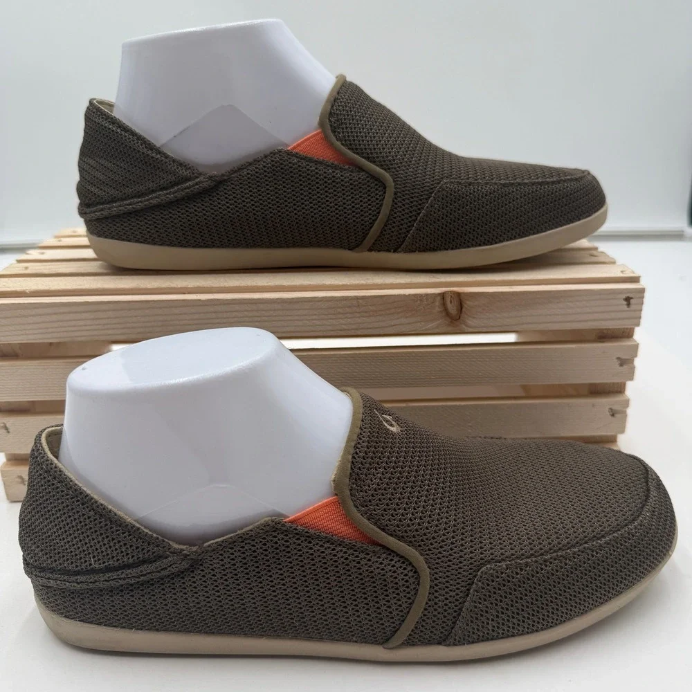 OluKai Slip On Shoes Waialua Mesh Mustang Melon Brown Loafers Womens 8